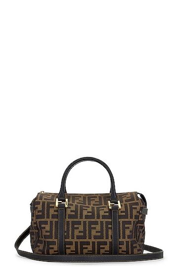 fendi zucca canvas handbag in brown
