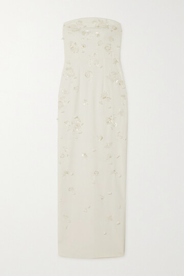 clio peppiatt - strapless embellished stretch-crepe gown - ivory