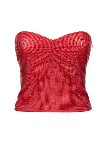 GIUSEPPE DI MORABITO Embellished Strapless Crop Top in red