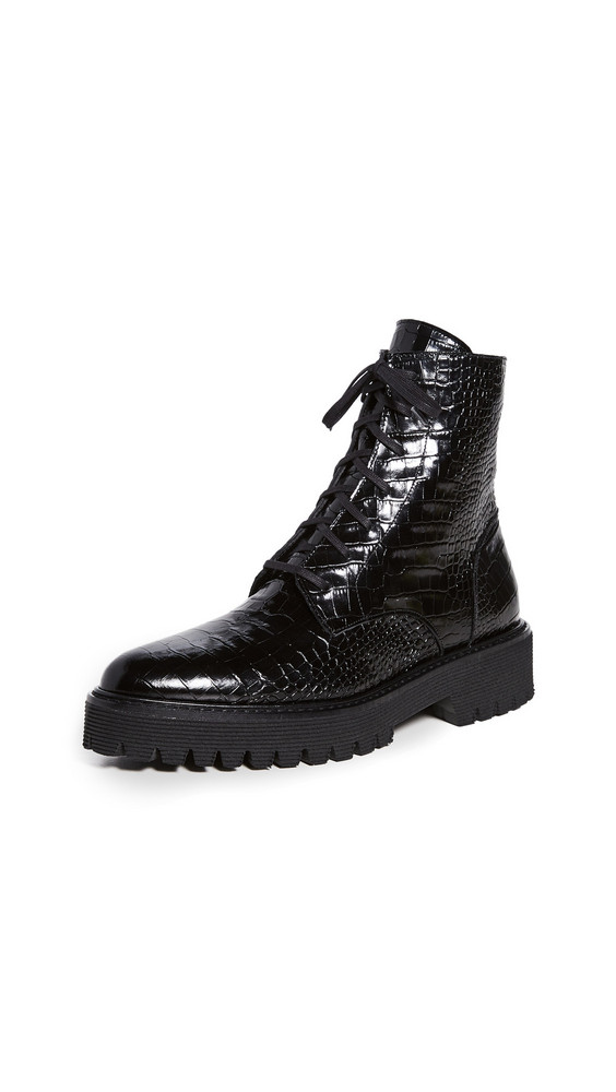 Freda Salvador Emi Lug Sole Lace Up Boots in black