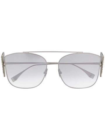 Fendi Eyewear embellished-FF logo oversized sunglasses in silver