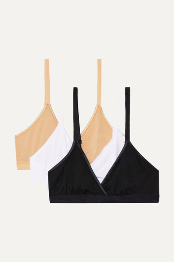 cosabella - talco set of three stretch-jersey soft-cup triangle bras - black