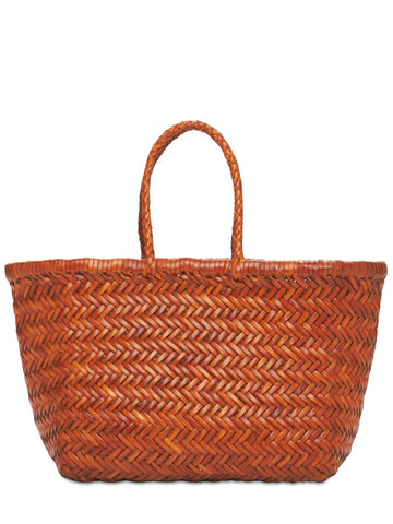 DRAGON DIFFUSION Triple Jump Small Leather Basket Bag in tan