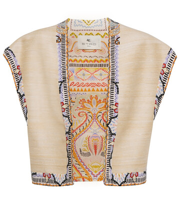 Etro Trimmed silk-blend crop vest in beige