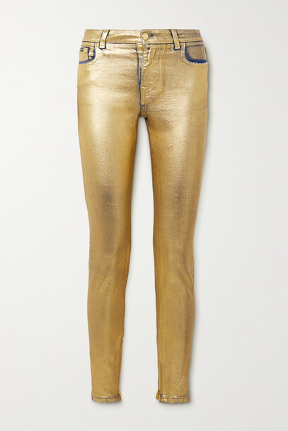 TOM FORD - Metallic Coated Mid-rise Skinny Jeans - Gold