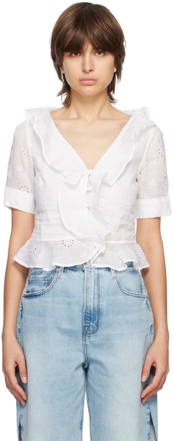 frame white broderie anglaise blouse