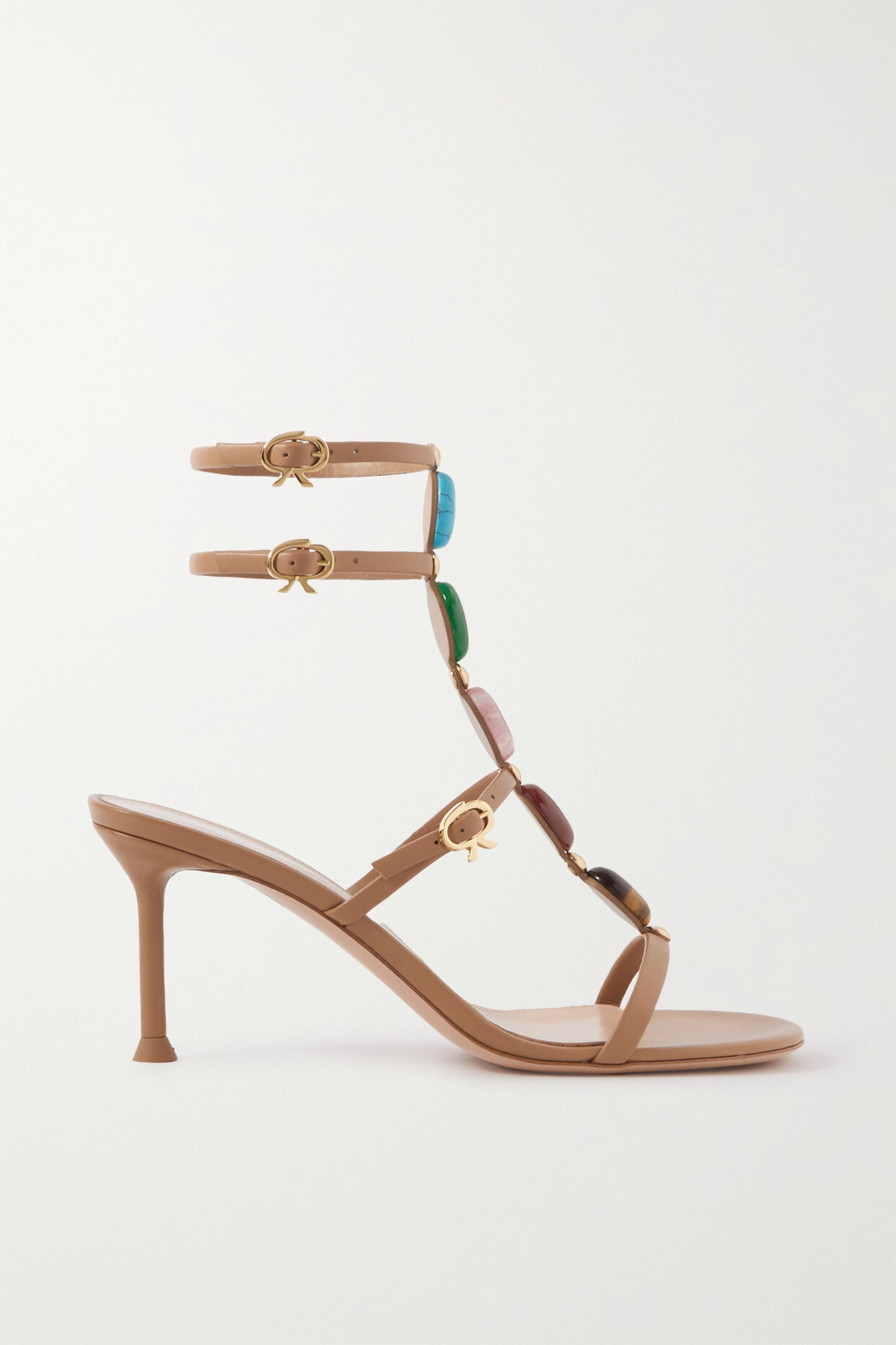 Gianvito Rossi - Shanti 70 Embellished Leather Sandals - Neutrals