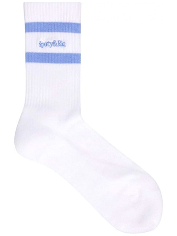 sporty & rich logo-embroidered socks - white