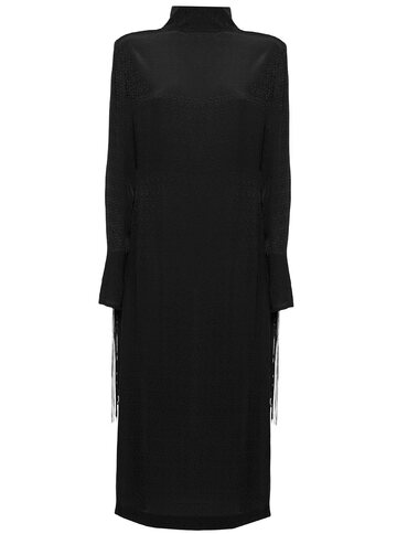 Rotate by Birger Christensen Reba Viscose Long Dress With Fringes in black