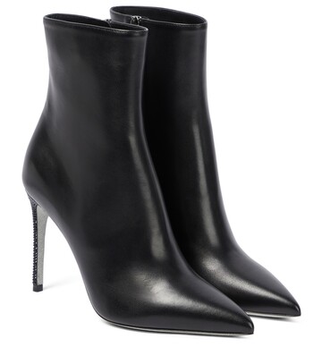Rene Caovilla Embellished leather ankle boots in black