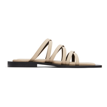Flat Apartment Beige Wide Sole Strappy Sandals in ivory