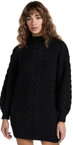 MINKPINK Faren Cable Knit Sweater Dress in black