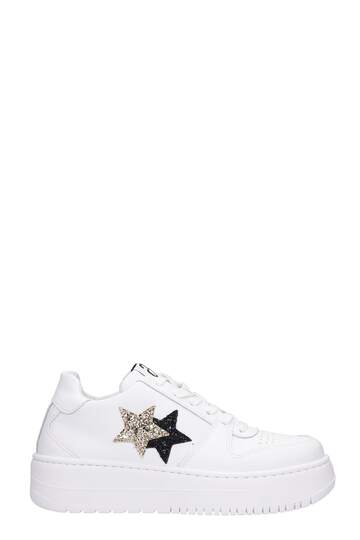 2Star Sneakers In White Leather in nero / bianco