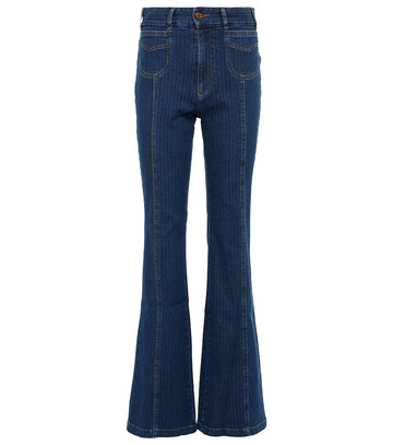 See By ChloÃ© Striped high-rise flared jeans in blue