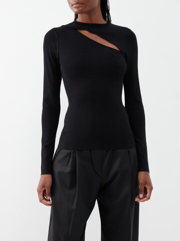 victoria beckham - vb body asymmetric cutout compact-jersey top - womens - black