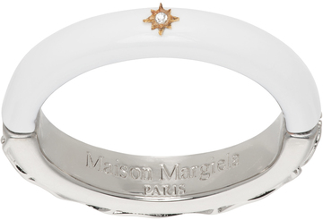 maison margiela silver & white enamel ring