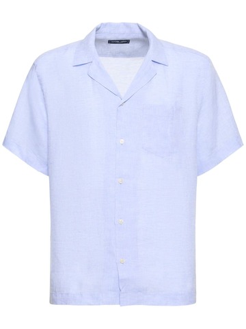 frescobol carioca angelo linen bowling shirt in blue