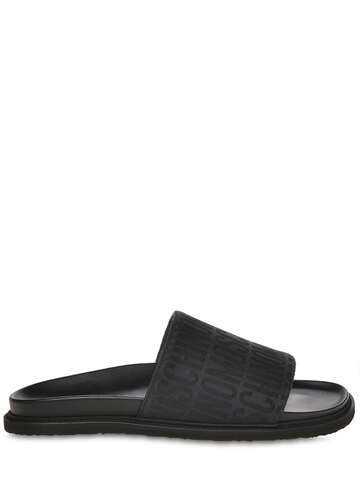 moschino logo jacquard slide sandals in black