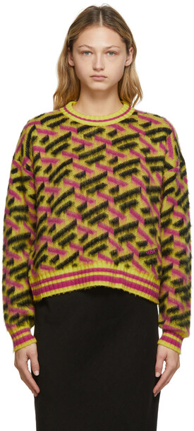 Versace Yellow Brushed Monogram Jacquard Sweater