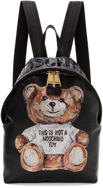 Moschino Black Painted Teddy Bear Backpack