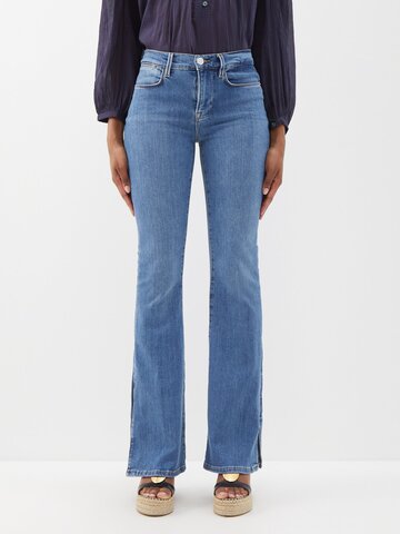 frame - le high flare slit jeans - womens - blue