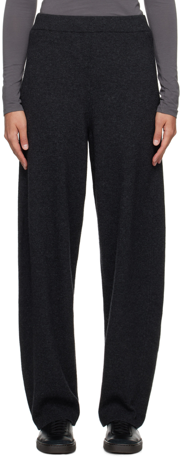 lemaire gray soft curved lounge pants in anthracite