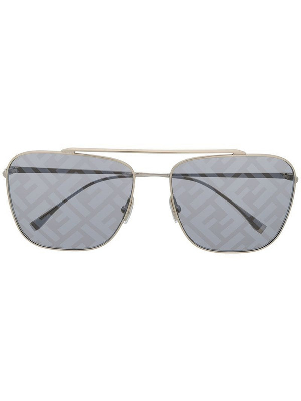 Fendi Eyewear logo lenses aviator sunglasses in silver
