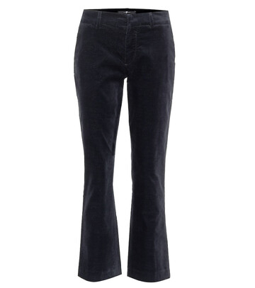 7 For All Mankind Mid-rise cropped velvet pants in blue