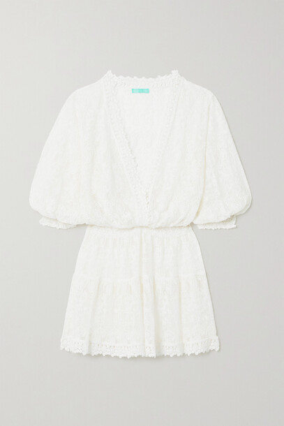 Melissa Odabash - Lara Crochet-trimmed Embroidered Georgette Mini Dress - White