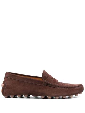 tod's penny-slot suede loafers - brown