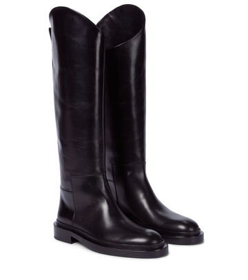 jil sander leather riding boots in black