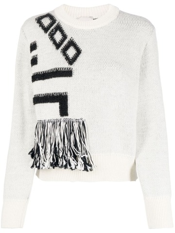 alysi intarsia-knit fringe jumper - neutrals