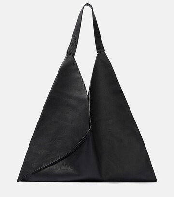 khaite sara medium leather tote bag in black