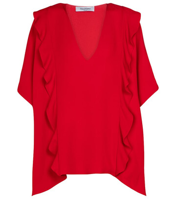valentino silk crãªpe blouse in red
