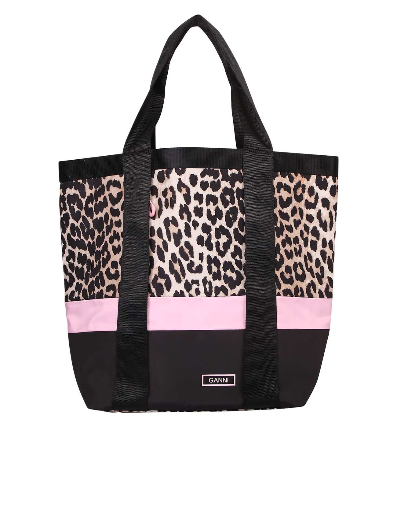 Ganni Leopard-print Panel Tote Bag in multi