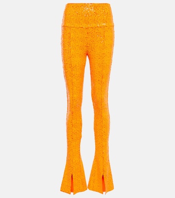 Norma Kamali Embellished high-rise slim leggings in orange