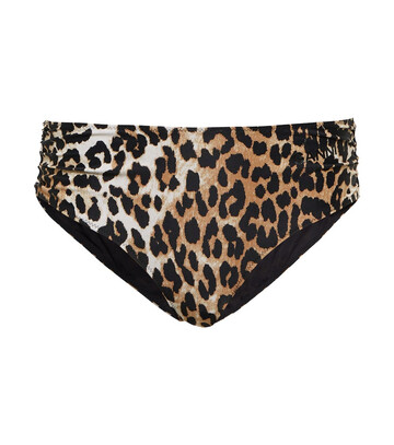 Ganni Leopard-print bikini bottoms in brown