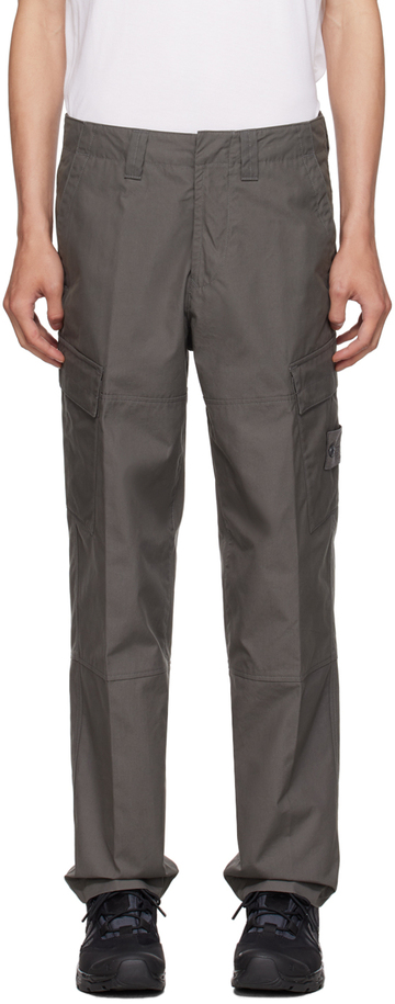 stone island gray patch cargo pants in grey