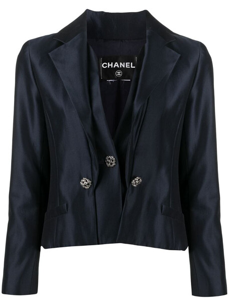 Chanel Pre-Owned notched lapels double-breasted jacket in blue