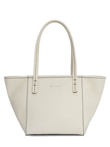 by far bar box leather tote bag in cream