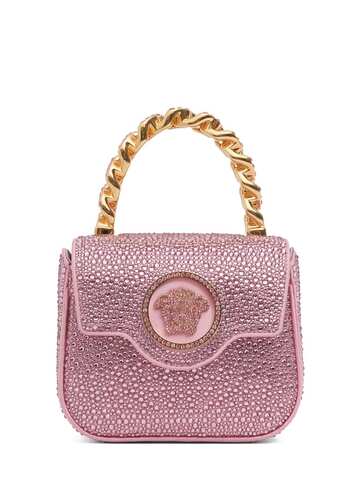 versace mini medusa crystal top handle bag in pink