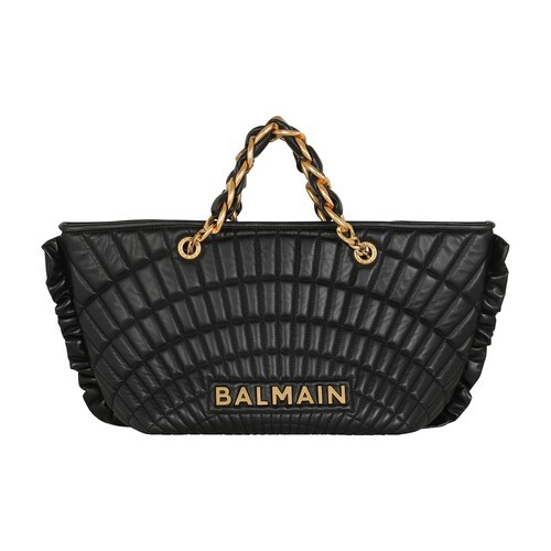 Balmain 1945 Soft Tote bag in quilted leather in noir