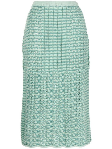 marco rambaldi melange-effect cable-knit skirt - green