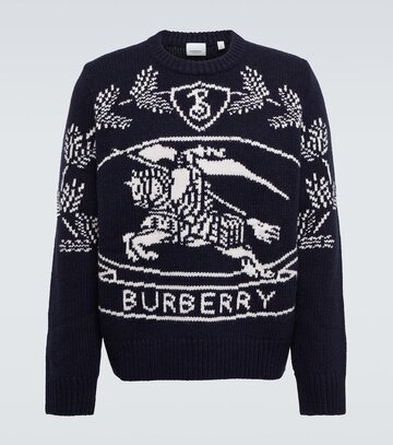 burberry intarsia wool sweater in blue