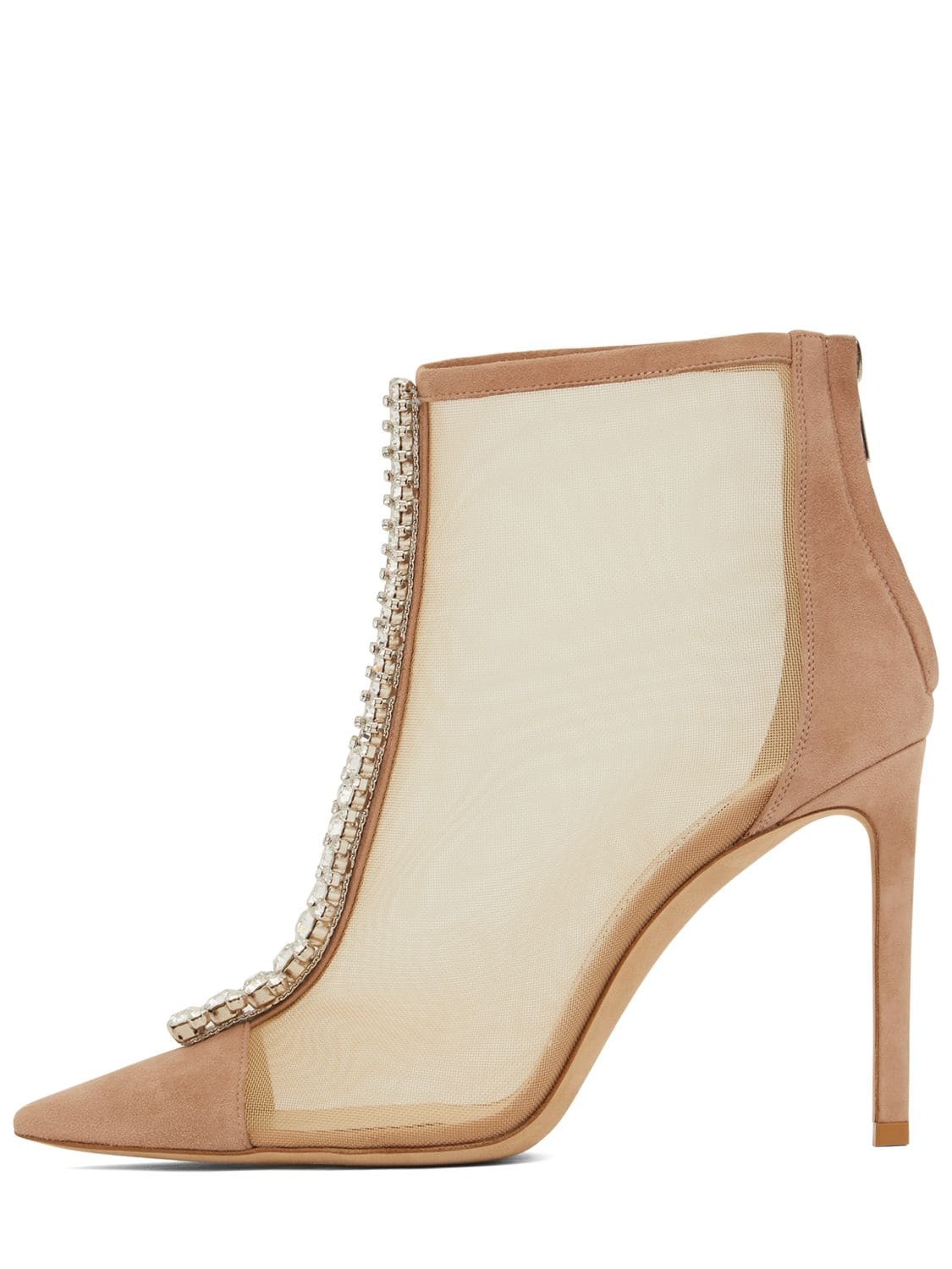 JIMMY CHOO 100mm Bing Mesh & Suede Ankle Boots