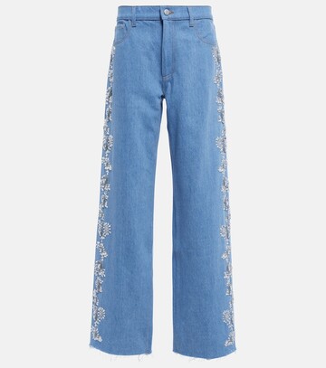magda butrym embroidered wide-leg jeans in blue