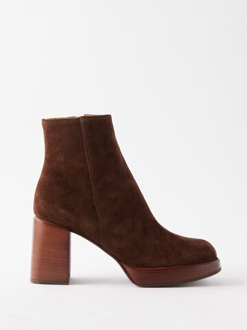 tod's - suede 85 ankle boots - womens - dark brown