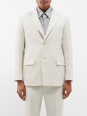 auralee - notch-lapel wool-gabardine suit jacket - mens - ivory