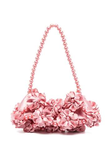 vanina magnolia floral-appliqué shoulder bag - pink