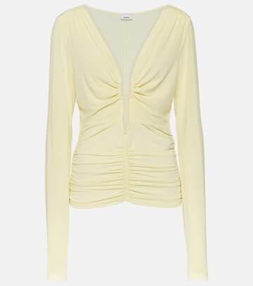 Isabel Marant Laura ruched jersey top in yellow